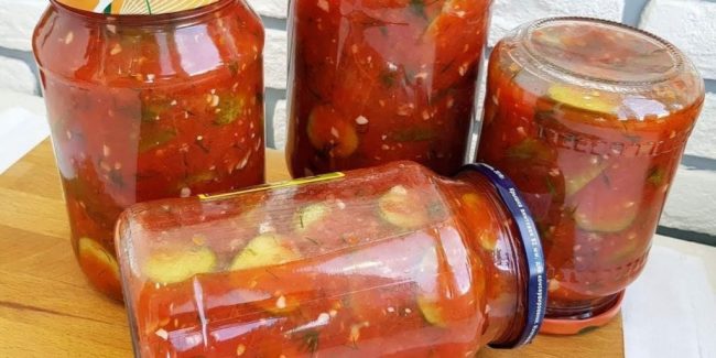 Салаты из огурцов и помидоров на зиму самые вкусные рецепты с фото